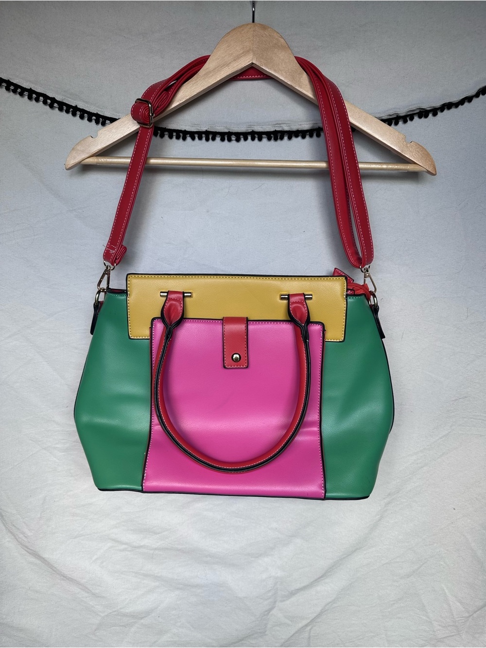 Women’s Colorblock Tote Bag - Pink, Green, Yellow and Orange NWOT
